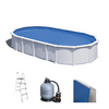 Gre Haiti Ovale 730 x 375 x 132 cm - Piscine hors-sol en acier - Traverses enterrées